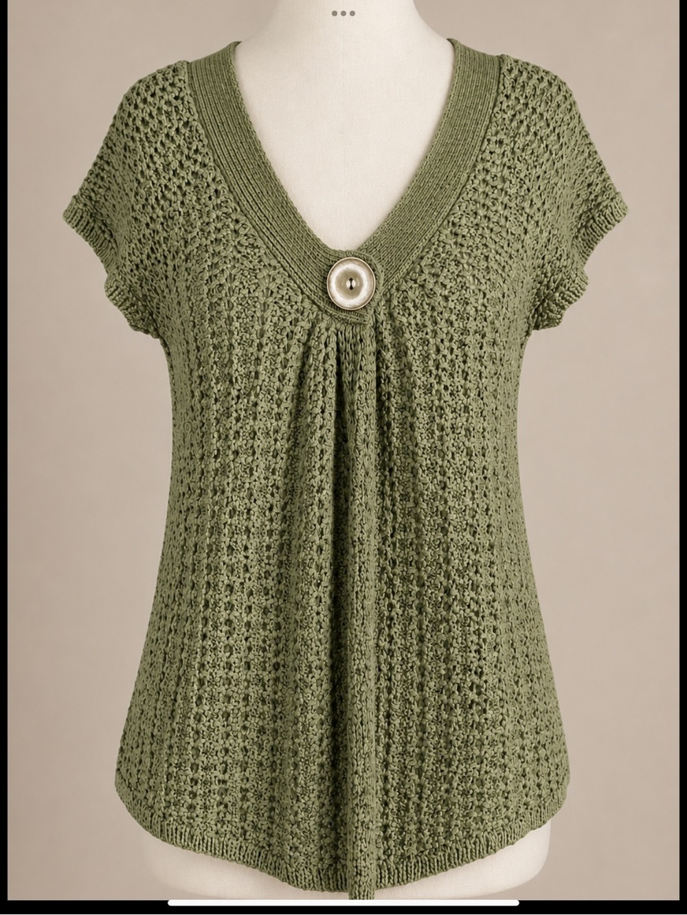 Carol Little Ribbon Knit Cardigan Sweater MSage Green Open Weave Cottage Coastal